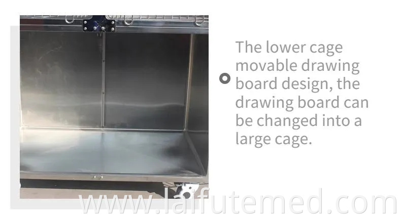 Factory Price Animal Veterinary Pet Cages Stainless Steel Vet Cat Cage with Wheels and Tray Oxygen Cage